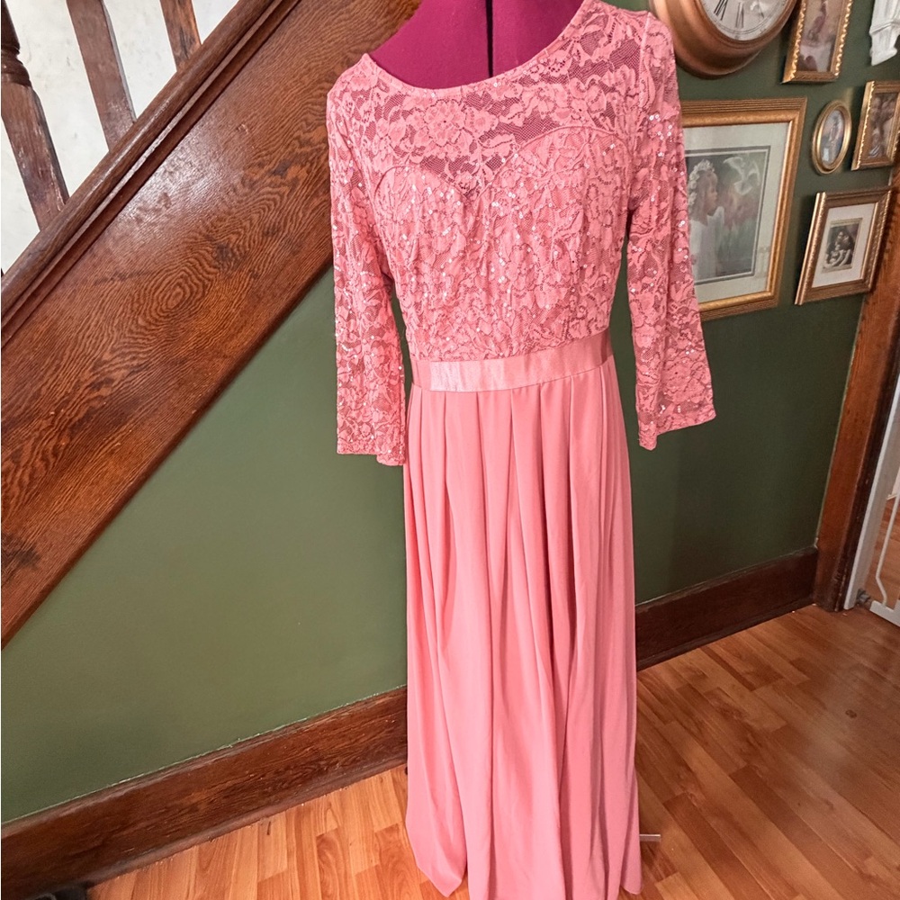 Miusol Pink Lace Long Sleeve Dress